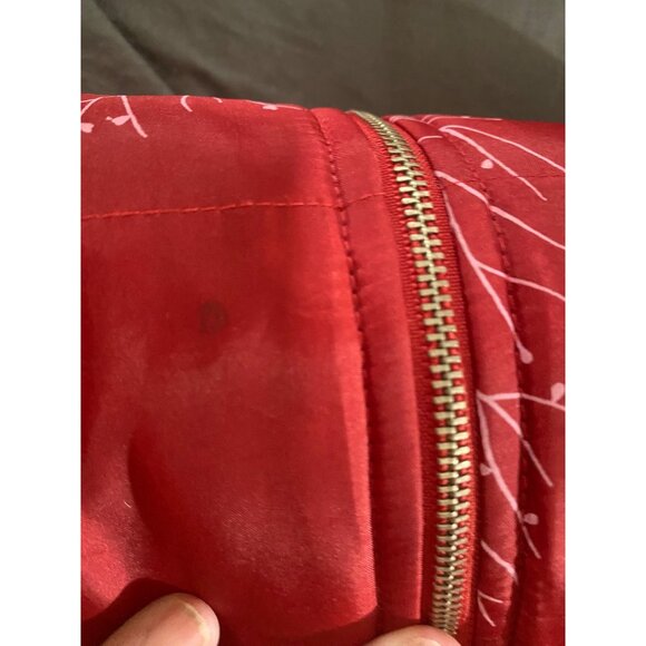 Womens Red Jacket 1X Nylon & Polyester Tree Print Full Metal Zip - Picture 6 of 9